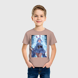 Футболка хлопковая детская Зайка в гармонии с природой, цвет: пыльно-розовый — фото 2