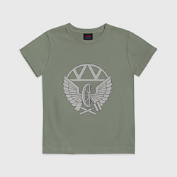 Футболка хлопковая детская Железнодорожные войска: эмблема, цвет: авокадо