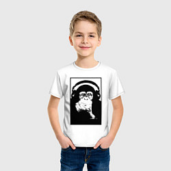 Футболка хлопковая детская Monkey in the headphones, цвет: белый — фото 2