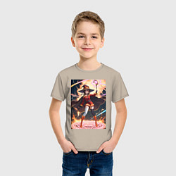 Футболка хлопковая детская Мегумин колдует взрывную магию, цвет: миндальный — фото 2