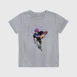 Футболка хлопковая детская Магическая битва Годжо сильнейший, цвет: меланж