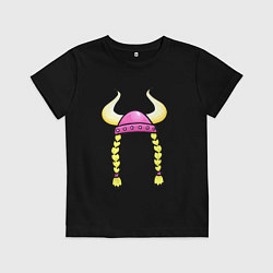Футболка хлопковая детская Женский шлем викинга - для пары, цвет: черный