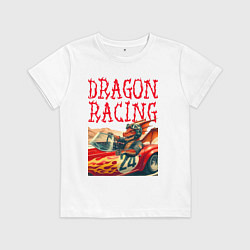 Футболка хлопковая детская Dragon cool racer - ai art, цвет: белый