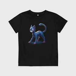 Футболка хлопковая детская Кошечка, цвет: черный