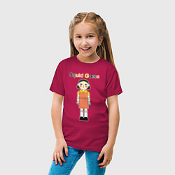 Футболка хлопковая детская Doll squid game, цвет: маджента — фото 2