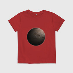 Футболка хлопковая детская Планета арт, крупный рельеф, цвет: красный