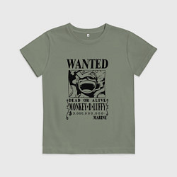 Футболка хлопковая детская Луффи - розыск, цвет: авокадо