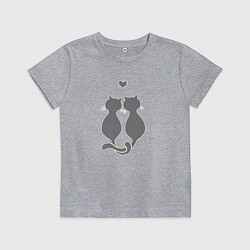 Футболка хлопковая детская Пара котиков, цвет: меланж