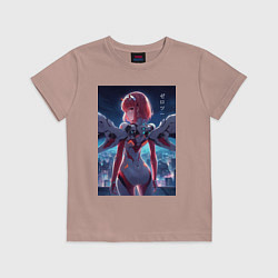 Футболка хлопковая детская Zero two - Darling in the Franxx - cyberpunk, цвет: пыльно-розовый