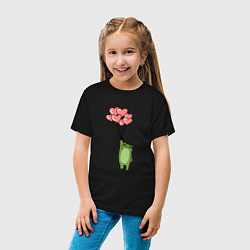 Футболка хлопковая детская Лягушка и шарики, цвет: черный — фото 2