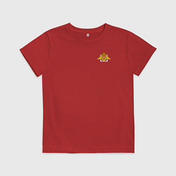 Футболка хлопковая детская Военно-морской флот: орёл, цвет: красный