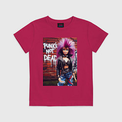 Футболка хлопковая детская Punks not dead - cool Barbie ai art, цвет: маджента