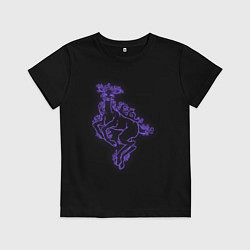 Футболка хлопковая детская Неоновая фиолетовая лань, цвет: черный