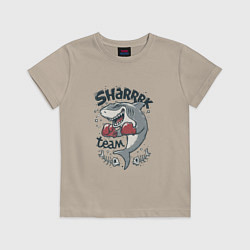 Футболка хлопковая детская Shark team, цвет: миндальный