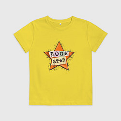 Футболка хлопковая детская Оранжевая рок звезда, цвет: желтый