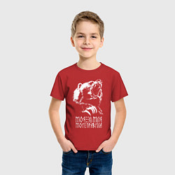 Футболка хлопковая детская Моя земля мои правила: медведь, цвет: красный — фото 2