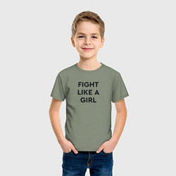 Футболка хлопковая детская Fight like a girl, цвет: авокадо — фото 2