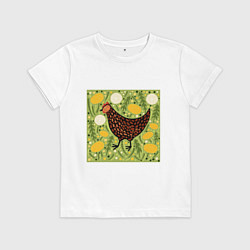 Футболка хлопковая детская Курочка ряба, цвет: белый