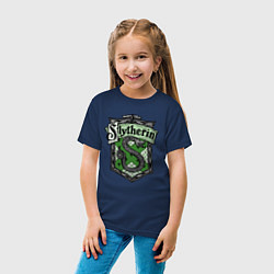 Футболка хлопковая детская Slytherin emblem, цвет: тёмно-синий — фото 2