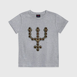 Футболка хлопковая детская Astrological symbol planet neptune metal antique, цвет: меланж