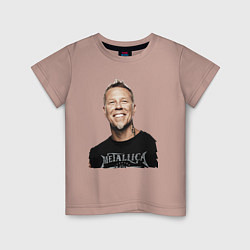 Футболка хлопковая детская James Alan Hetfield - Metallica leader, цвет: пыльно-розовый
