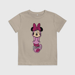 Футболка хлопковая детская Минни Маус в капюшоне, цвет: миндальный