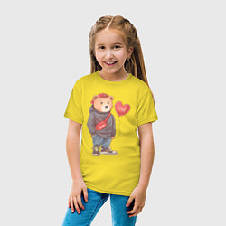 Футболка хлопковая детская Влюбленный мишка, цвет: желтый — фото 2