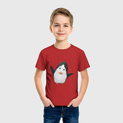 Футболка хлопковая детская Cartoon penguin, цвет: красный — фото 2