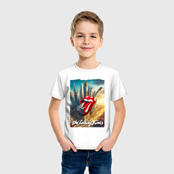 Футболка хлопковая детская Rolling Stones - logo-guitar, цвет: белый — фото 2