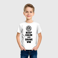 Футболка хлопковая детская Keep Calm & Drive VW, цвет: белый — фото 2