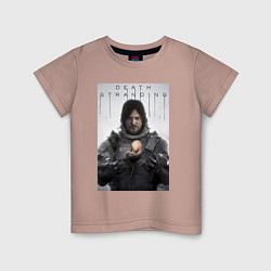 Футболка хлопковая детская Death Stranding - Norman Reedus, цвет: пыльно-розовый