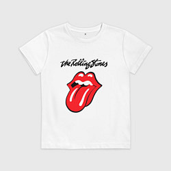 Футболка хлопковая детская Rolling Stones - logo, цвет: белый