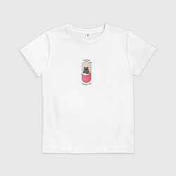 Футболка хлопковая детская Лучшее лекарство - кот психолог, цвет: белый