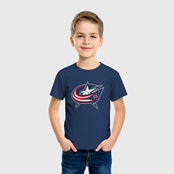 Футболка хлопковая детская Columbus blue jackets - hockey team - emblem, цвет: тёмно-синий — фото 2