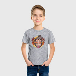 Футболка хлопковая детская Summer monkey, цвет: меланж — фото 2