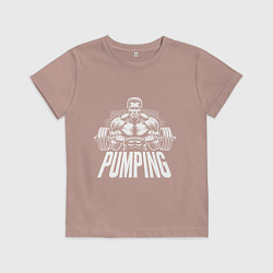 Футболка хлопковая детская Арнольд Шварценеггер - качалка, цвет: пыльно-розовый