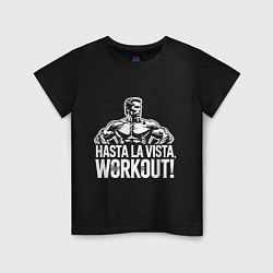 Футболка хлопковая детская Arnold - hasta la vista workout, цвет: черный