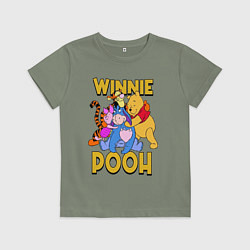 Футболка хлопковая детская Winnie Pooh hugs, цвет: авокадо