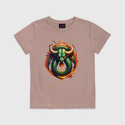 Футболка хлопковая детская Телец в тени змеи, цвет: пыльно-розовый