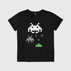 Футболка хлопковая детская Space invaders, цвет: черный