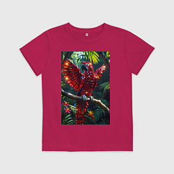 Футболка хлопковая детская Попугай из драгоценных камней, цвет: маджента