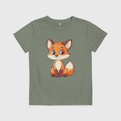 Футболка хлопковая детская Хитрый лисёнок, цвет: авокадо