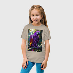 Футболка хлопковая детская Попугай из драгоценных камней, цвет: миндальный — фото 2