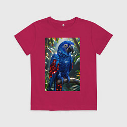 Футболка хлопковая детская Попугай из драгоценных камней, цвет: маджента