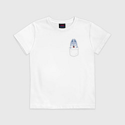 Футболка хлопковая детская Wolf Chan in pocket, цвет: белый