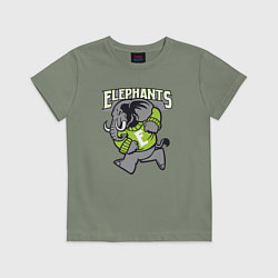 Футболка хлопковая детская Elephants run, цвет: авокадо