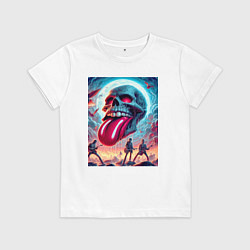 Футболка хлопковая детская Rolling Stones - skull transformation, цвет: белый