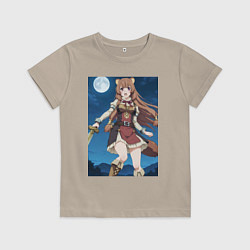 Футболка хлопковая детская Рафталия сражается в ночи, цвет: миндальный