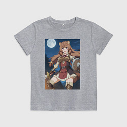 Футболка хлопковая детская Рафталия сражается в ночи, цвет: меланж