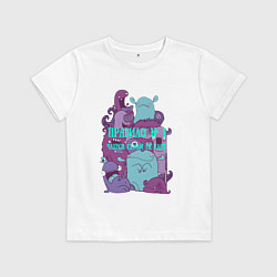 Футболка хлопковая детская Членов семьи не едят монстры, цвет: белый